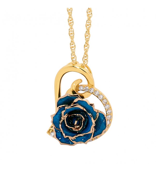  Pendentif rose bleue. Style coeur