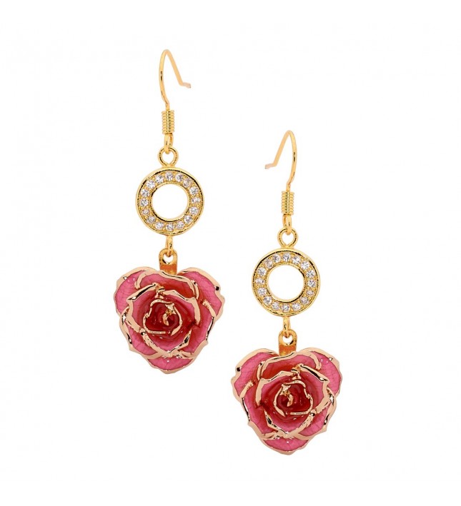  Boucles d'oreilles pétales de rose roses