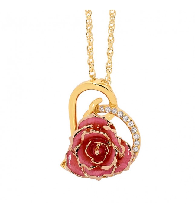  Pendentif rose rose. Style coeur