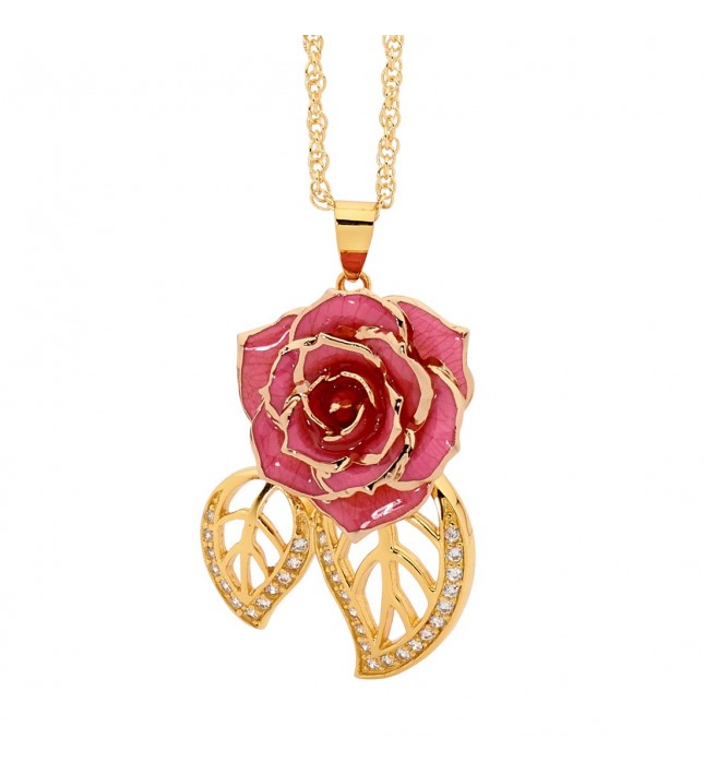  Pendentif rose rose. Style de feuille