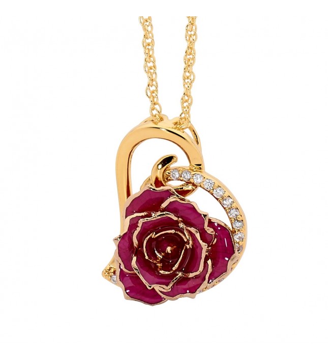  Pendentif rose violette. Style coeur