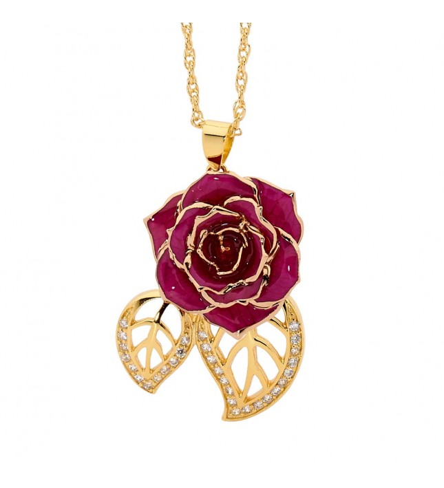  Pendentif rose violette. Style de feuille