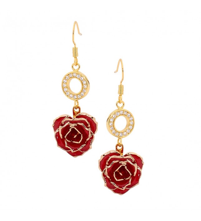  Boucles d'oreilles pétales de rose rouges