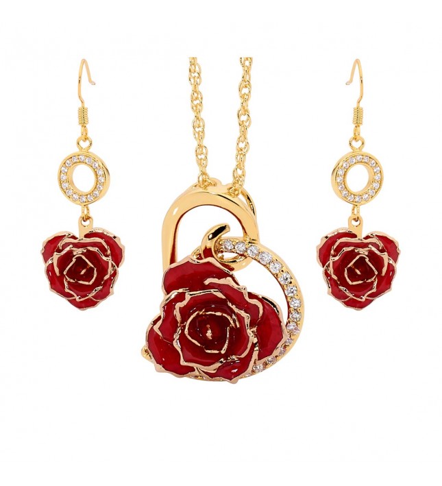 Ensemble de bijoux rose rouge. Style de cœur