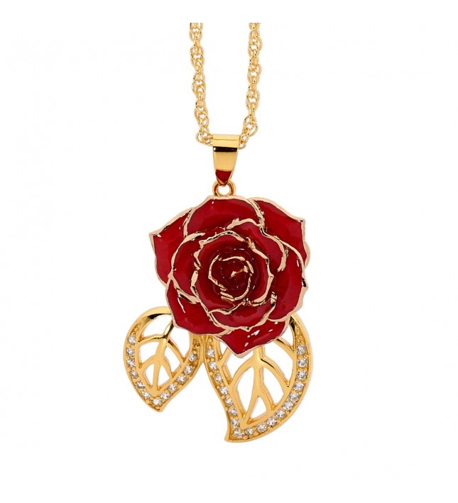  Pendentif rose rouge. Style de feuille