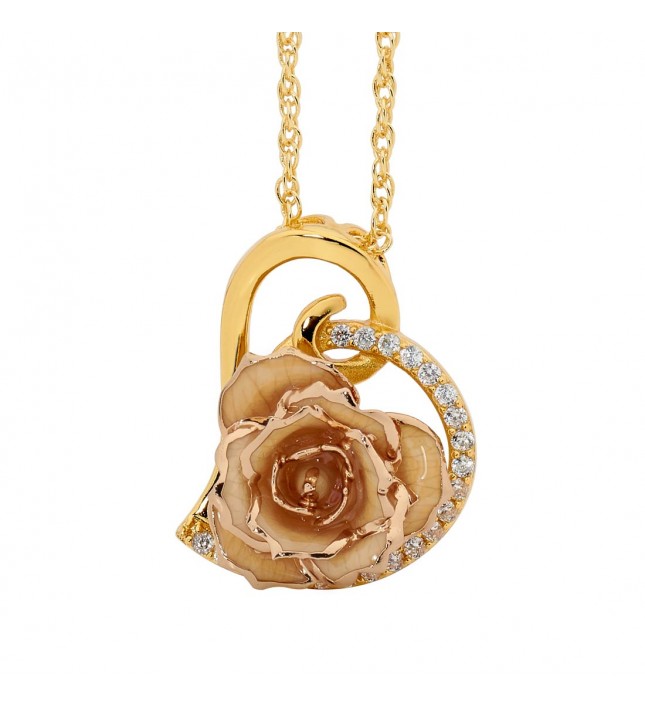  Pendentif rose blanche. Style coeur