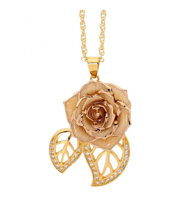  Pendentif rose blanche. Style de feuille