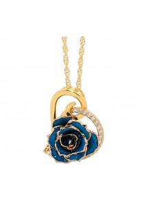  Pendentif rose bleue. Style coeur