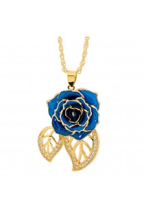  Pendentif rose bleue. Style de feuille