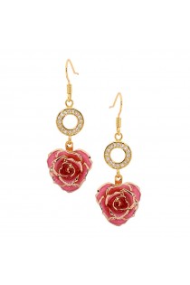  Boucles d'oreilles pétales de rose roses