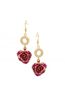  Boucles d'oreilles pétales de rose violettes