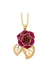  Pendentif rose violette. Style de feuille