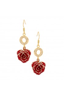  Boucles d'oreilles pétales de rose rouges