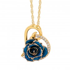  Pendentif rose bleue. Style coeur