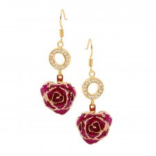  Boucles d'oreilles pétales de rose violettes