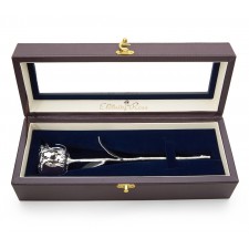  Rose trempée d'argent. Boîte à fenêtre en cuir