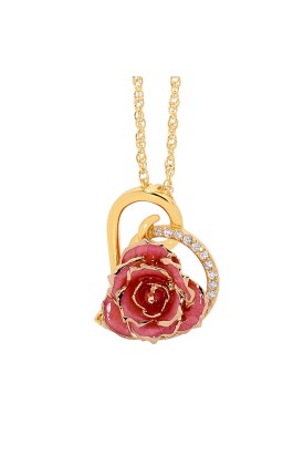  Pendentif rose rose. Style coeur