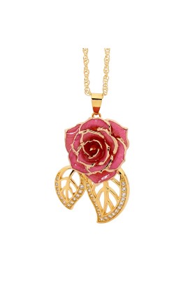  Pendentif rose rose. Style de feuille