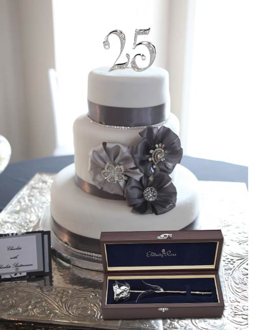silver anniversary cake